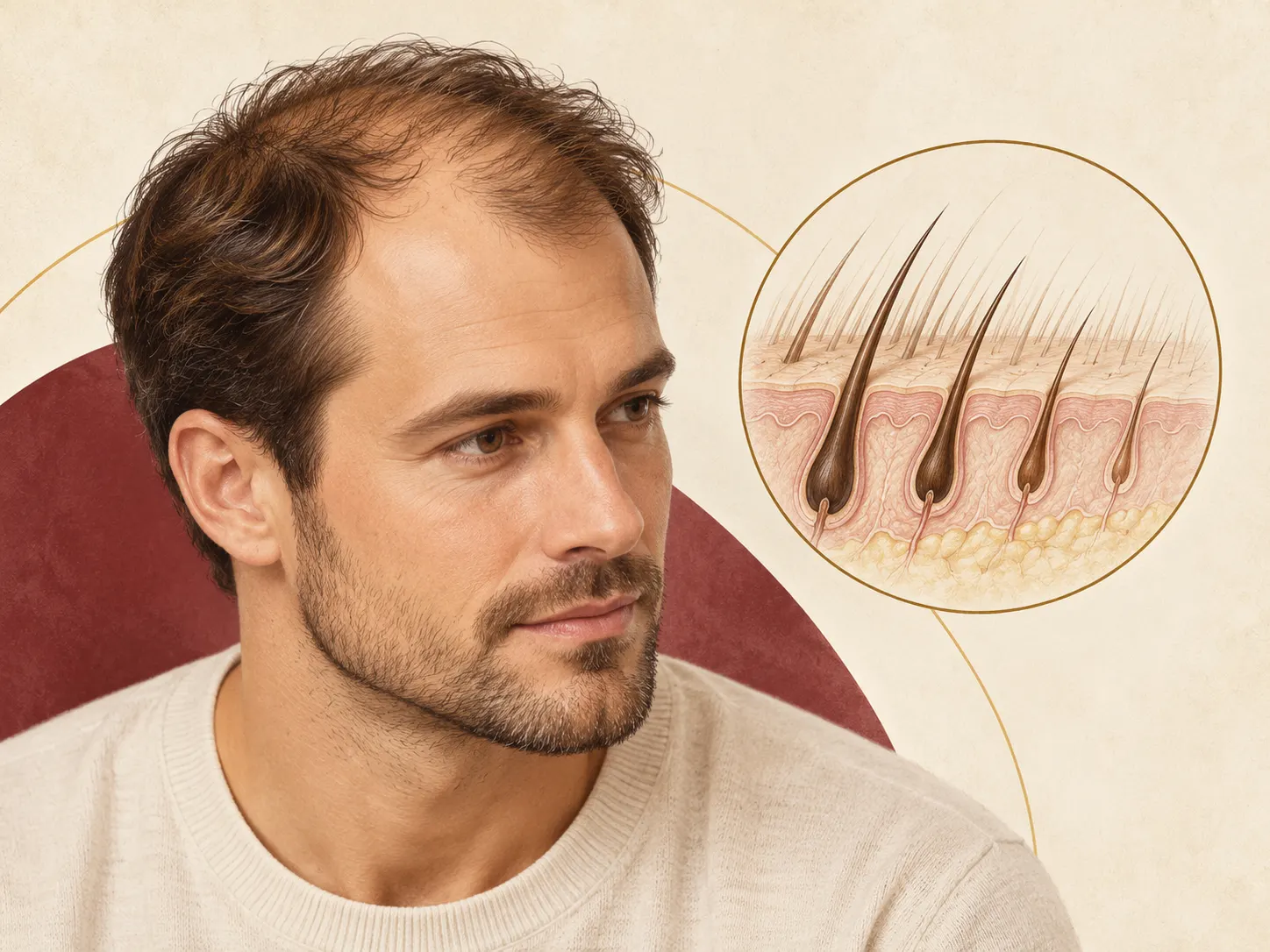 Illustration of androgenetic alopecia hair thinning