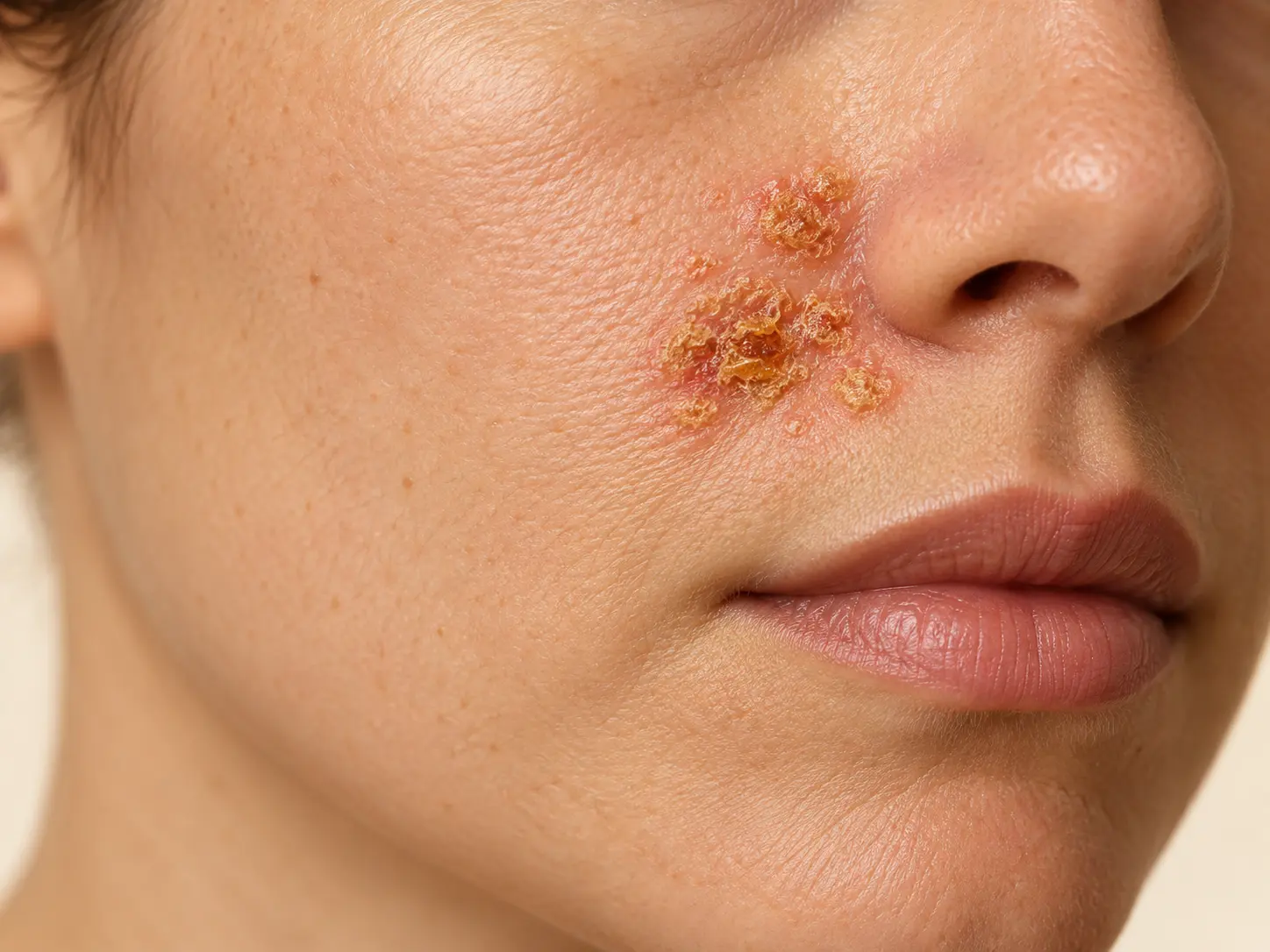 Impetigo medus krāsas kreveļu ilustrācija