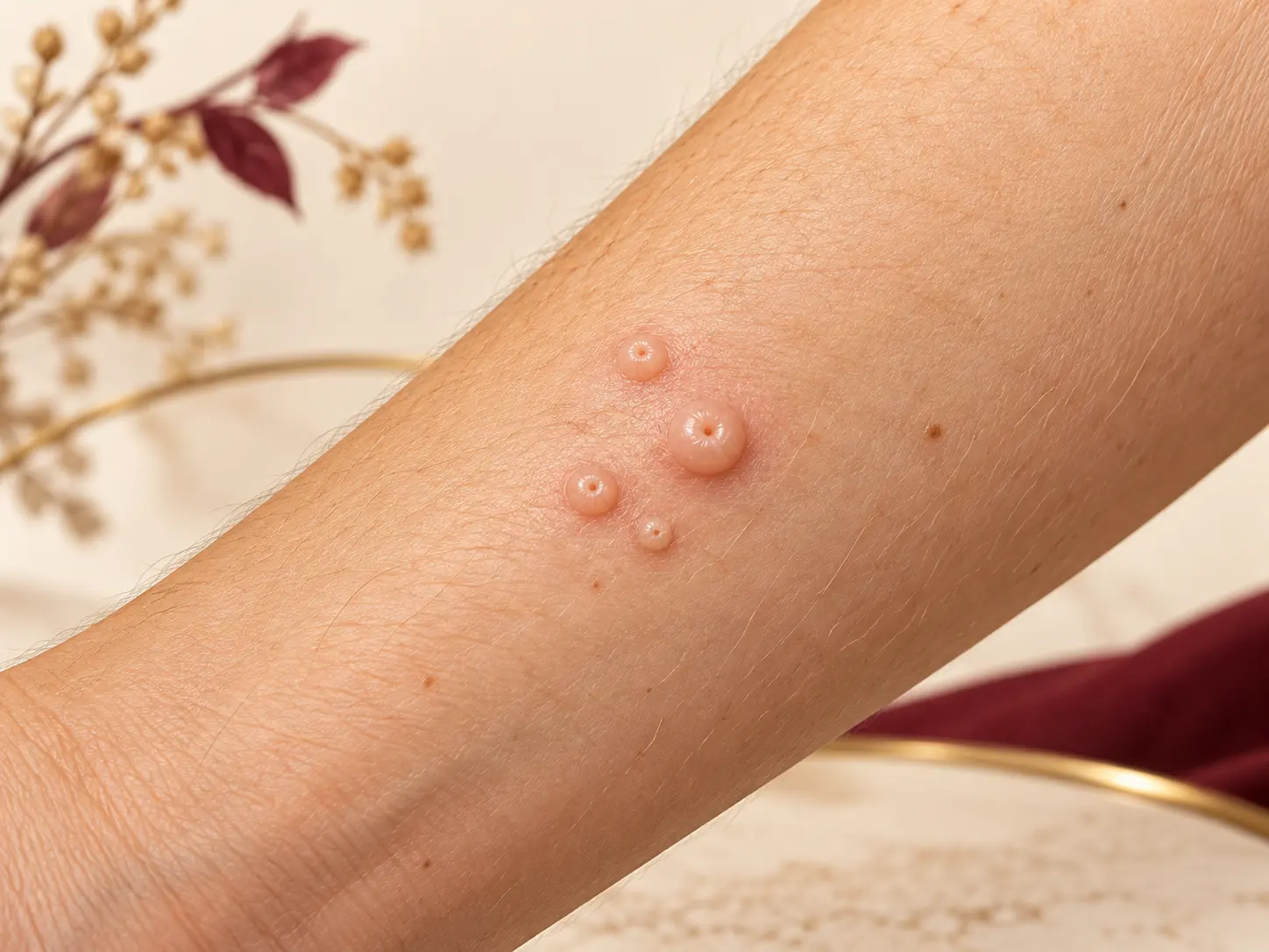 Illustration of molluscum contagiosum bumps
